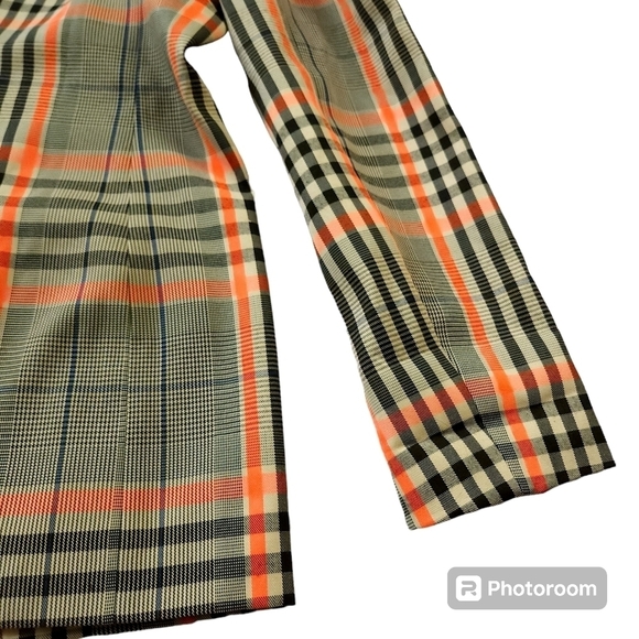 Endless Rose Sz M Neon Orange and Tan Plid Blazer Jacket - Picture 6 of 9